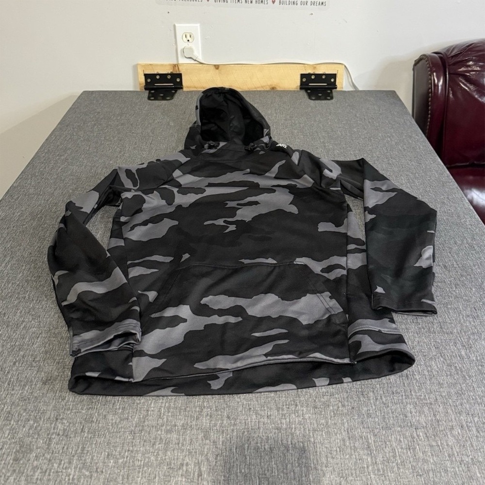 UNRL Boys Pullover Hoodie Camouflage Black/Gray Fleece Hooded Pockets Sz YL
